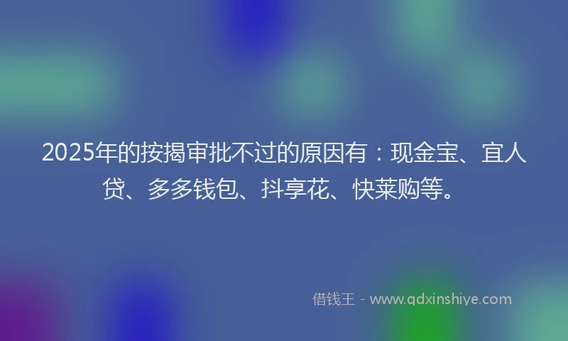 2025年的按揭审批不过的原因有：现金宝、宜人贷、多多钱包、抖享花、快莱购等。