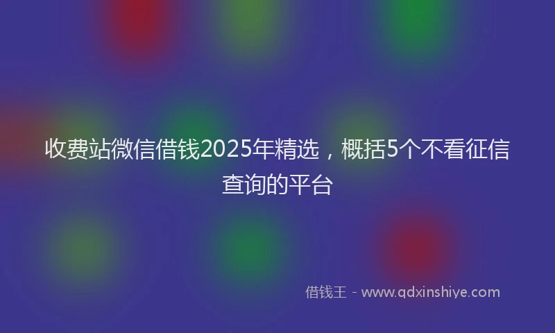收费站微信借钱2025年精选，概括5个不看征信查询的平台