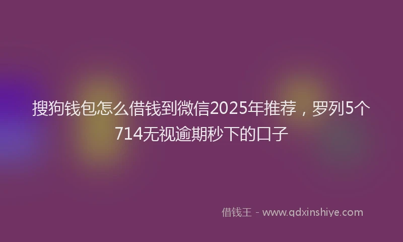 搜狗钱包怎么借钱到微信2025年推荐，罗列5个714无视逾期秒下的口子