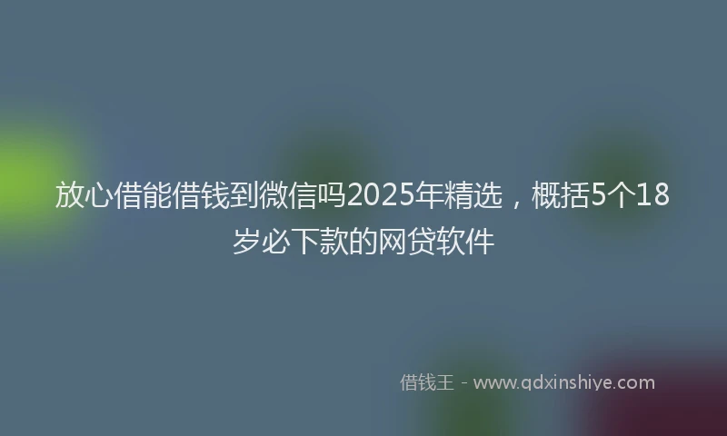 放心借能借钱到微信吗2025年精选，概括5个18岁必下款的网贷软件
