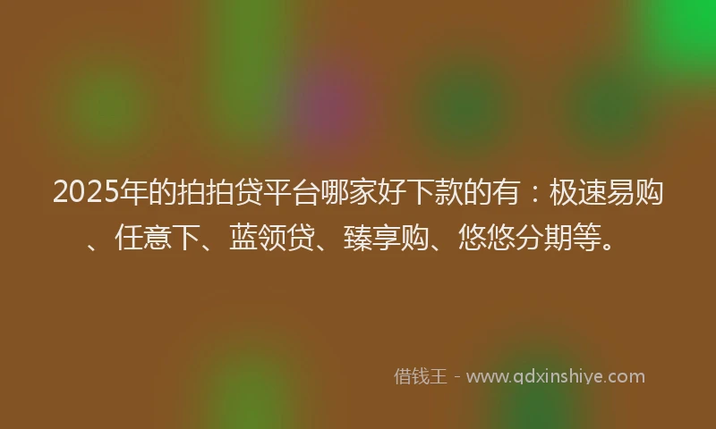 2025年的拍拍贷平台哪家好下款的有：极速易购、任意下、蓝领贷、臻享购、悠悠分期等。