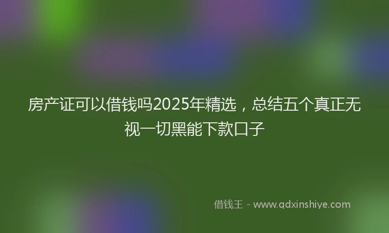 房产证可以借钱吗2025年精选，总结五个真正无视一切黑能下款口子