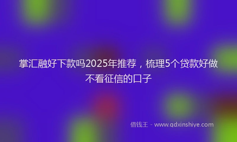 掌汇融好下款吗2025年推荐，梳理5个贷款好做不看征信的口子