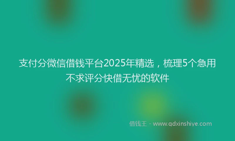 支付分微信借钱平台2025年精选，梳理5个急用不求评分快借无忧的软件
