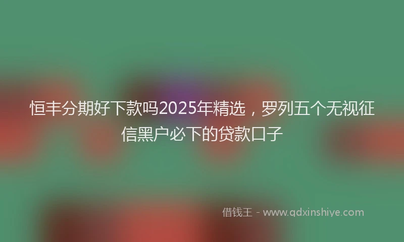 恒丰分期好下款吗2025年精选，罗列五个无视征信黑户必下的贷款口子