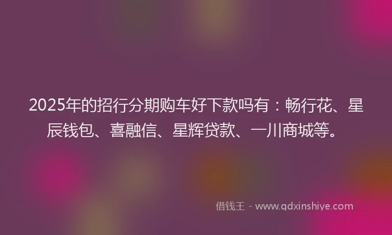 2025年的招行分期购车好下款吗有：畅行花、星辰钱包、喜融信、星辉贷款、一川商城等。