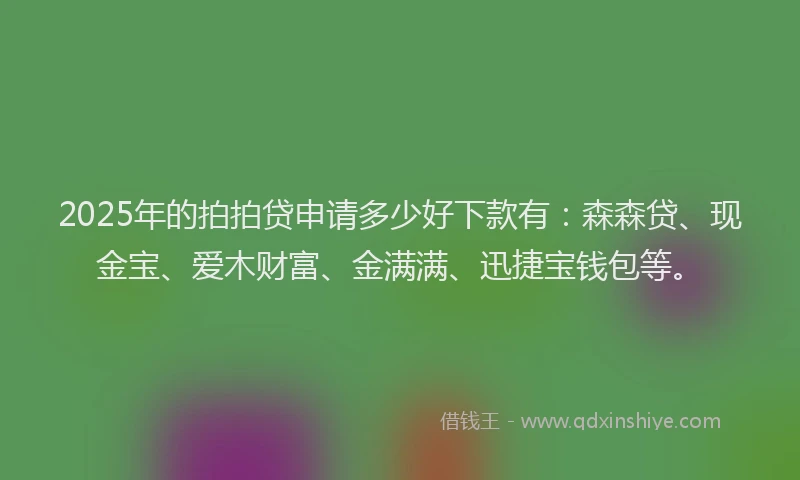 2025年的拍拍贷申请多少好下款有：森森贷、现金宝、爱木财富、金满满、迅捷宝钱包等。
