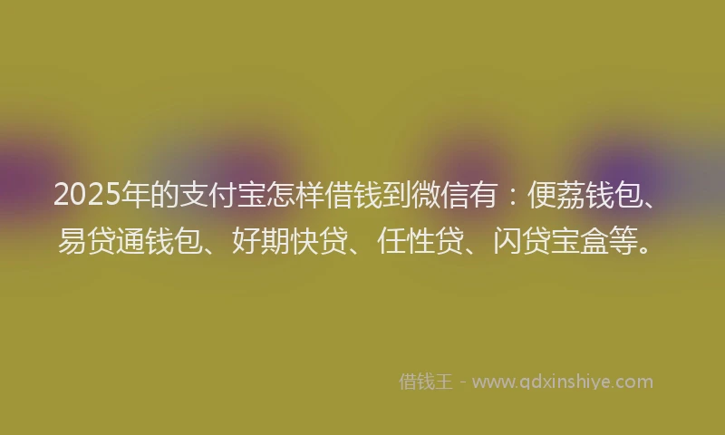 2025年的支付宝怎样借钱到微信有：便荔钱包、易贷通钱包、好期快贷、任性贷、闪贷宝盒等。