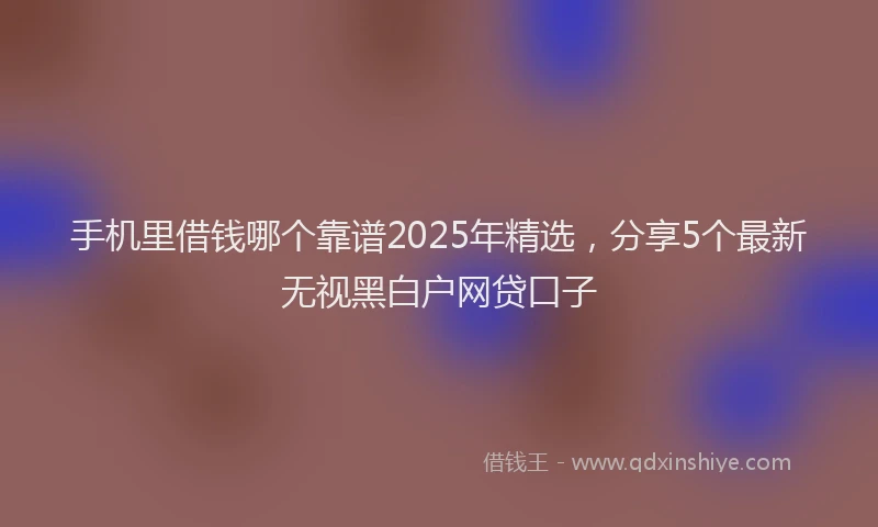 手机里借钱哪个靠谱2025年精选，分享5个最新无视黑白户网贷口子