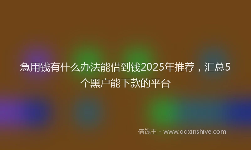 急用钱有什么办法能借到钱2025年推荐，汇总5个黑户能下款的平台
