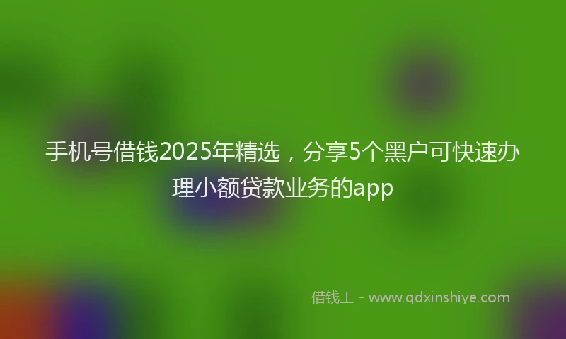 手机号借钱2025年精选，分享5个黑户可快速办理小额贷款业务的app