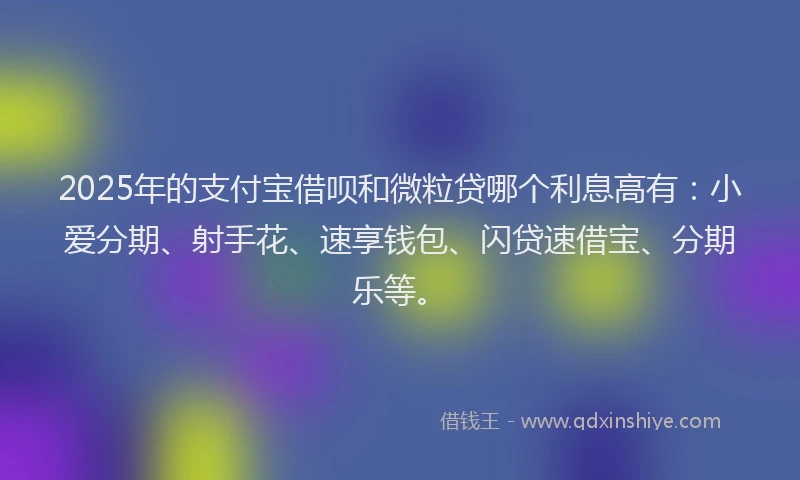 2025年的支付宝借呗和微粒贷哪个利息高有：小爱分期、射手花、速享钱包、闪贷速借宝、分期乐等。