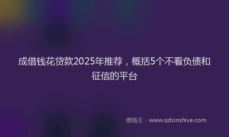 成借钱花贷款2025年推荐，概括5个不看负债和征信的平台