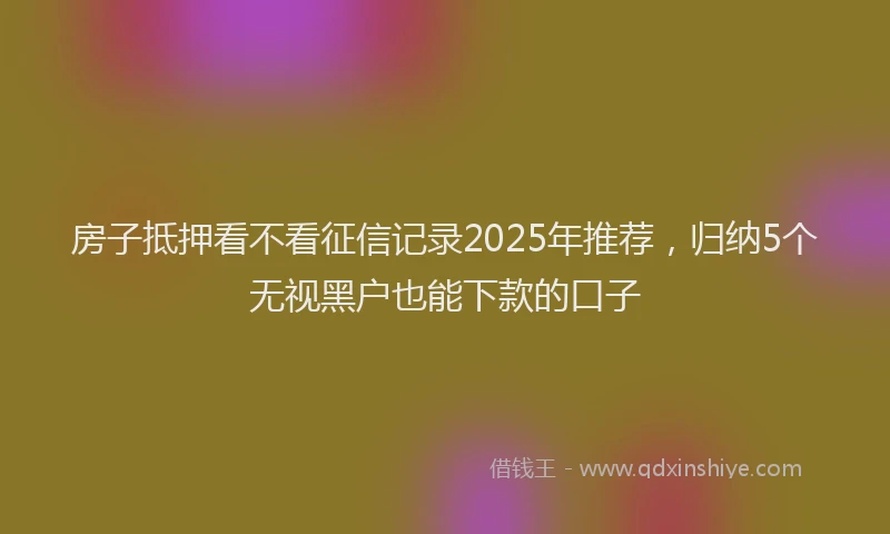 房子抵押看不看征信记录2025年推荐，归纳5个无视黑户也能下款的口子