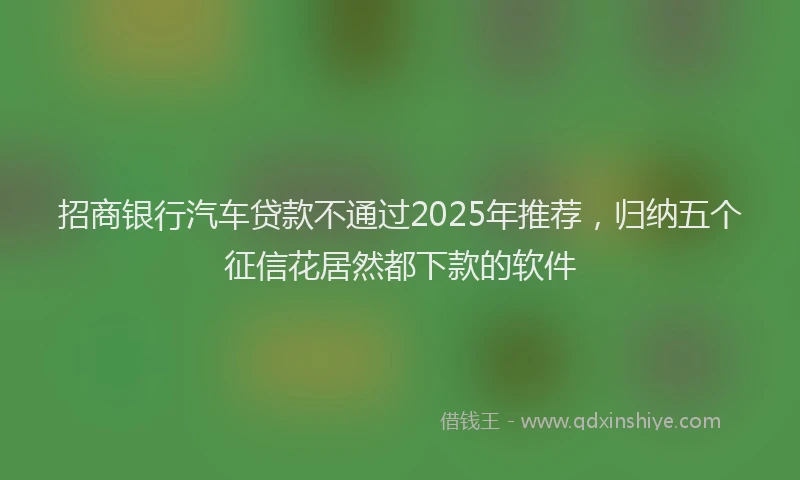 招商银行汽车贷款不通过2025年推荐，归纳五个征信花居然都下款的软件