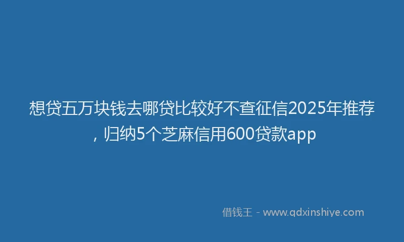 想贷五万块钱去哪贷比较好不查征信2025年推荐，归纳5个芝麻信用600贷款app