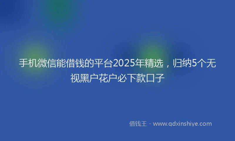 手机微信能借钱的平台2025年精选，归纳5个无视黑户花户必下款口子