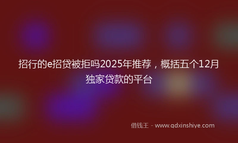 招行的e招贷被拒吗2025年推荐，概括五个12月独家贷款的平台