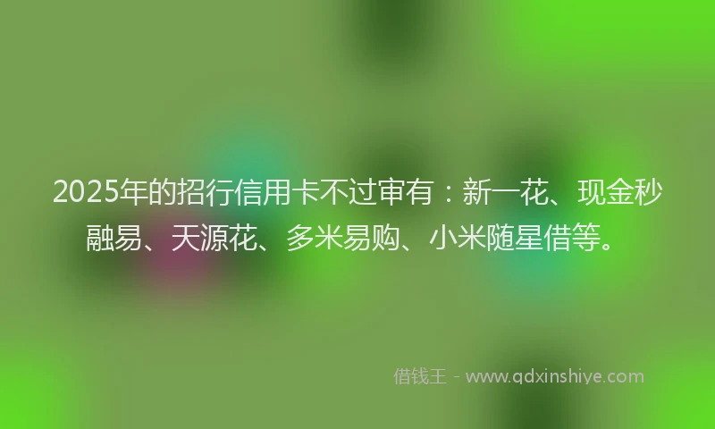 2025年的招行信用卡不过审有：新一花、现金秒融易、天源花、多米易购、小米随星借等。