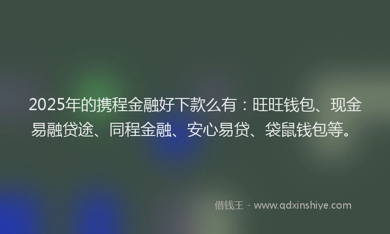 2025年的携程金融好下款么有：旺旺钱包、现金易融贷途、同程金融、安心易贷、袋鼠钱包等。