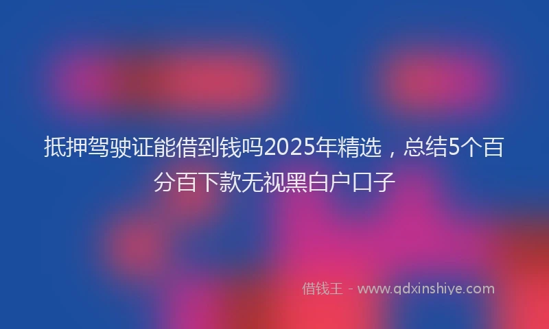 抵押驾驶证能借到钱吗2025年精选，总结5个百分百下款无视黑白户口子