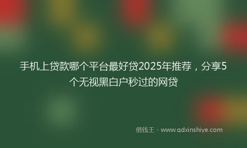 手机上贷款哪个平台最好贷2025年推荐，分享5个无视黑白户秒过的网贷