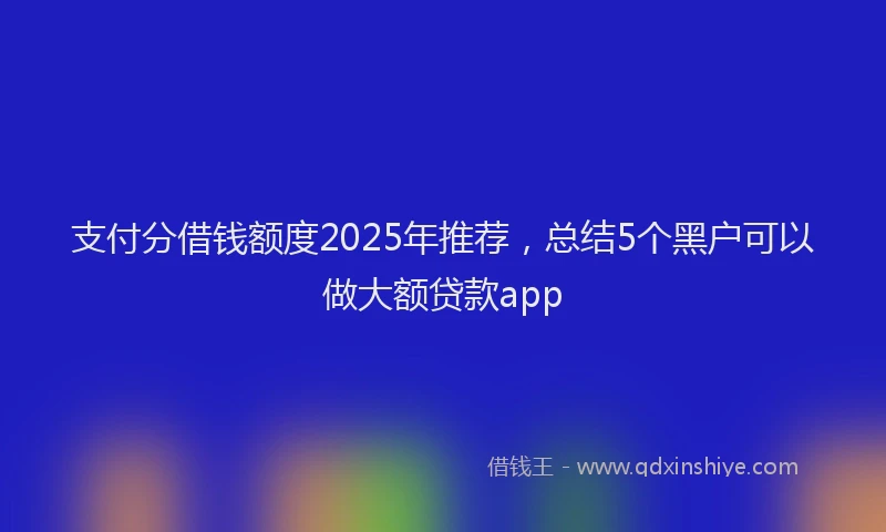 支付分借钱额度2025年推荐，总结5个黑户可以做大额贷款app