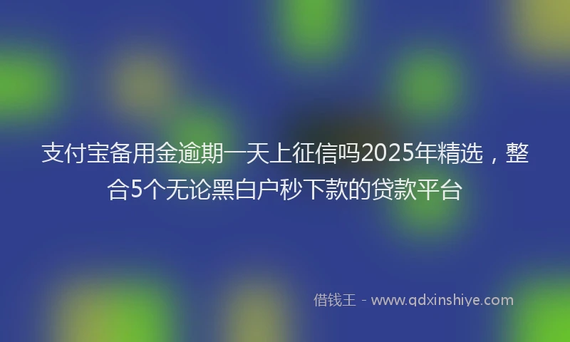 支付宝备用金逾期一天上征信吗2025年精选，整合5个无论黑白户秒下款的贷款平台