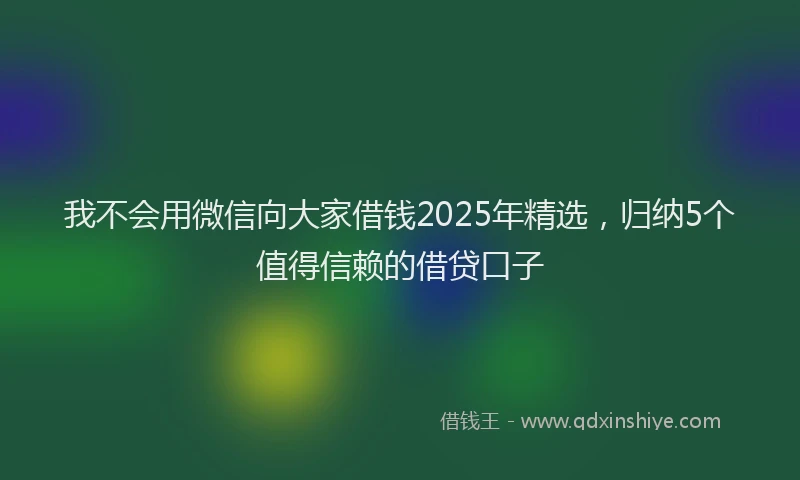 我不会用微信向大家借钱2025年精选，归纳5个值得信赖的借贷口子