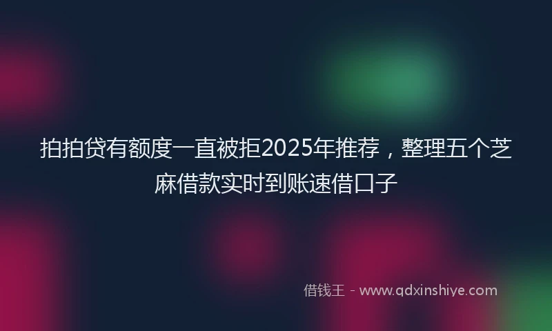 拍拍贷有额度一直被拒2025年推荐，整理五个芝麻借款实时到账速借口子