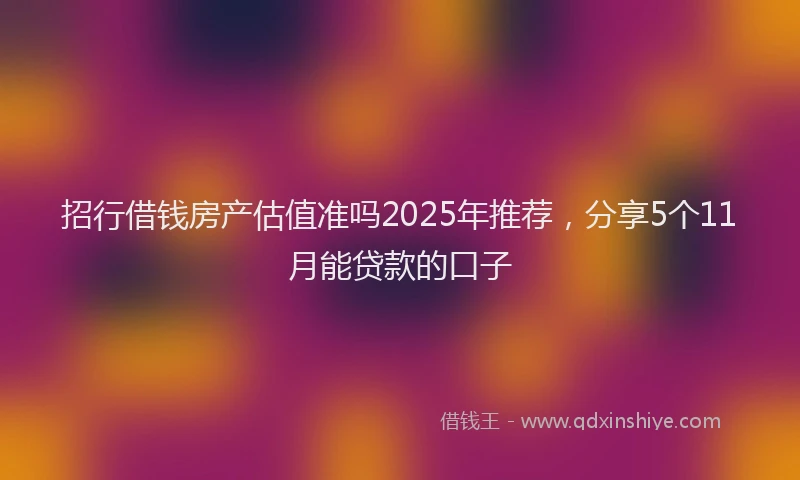 招行借钱房产估值准吗2025年推荐，分享5个11月能贷款的口子