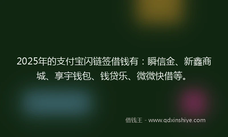 2025年的支付宝闪链签借钱有：瞬信金、新鑫商城、享宇钱包、钱贷乐、微微快借等。