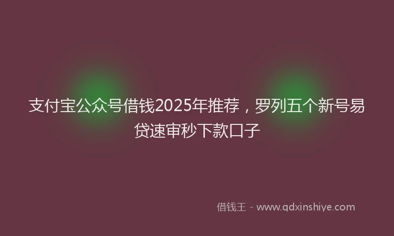 支付宝公众号借钱2025年推荐，罗列五个新号易贷速审秒下款口子