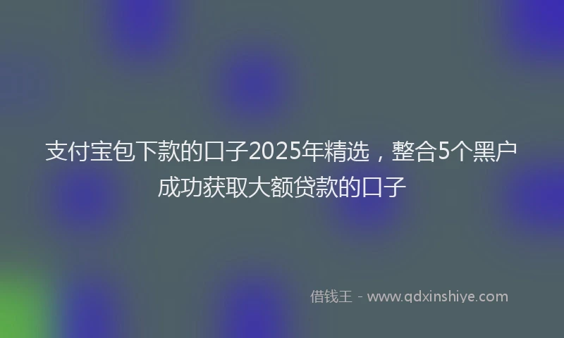 支付宝包下款的口子2025年精选，整合5个黑户成功获取大额贷款的口子