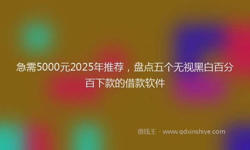 急需5000元2025年推荐，盘点五个无视黑白百分百下款的借款软件