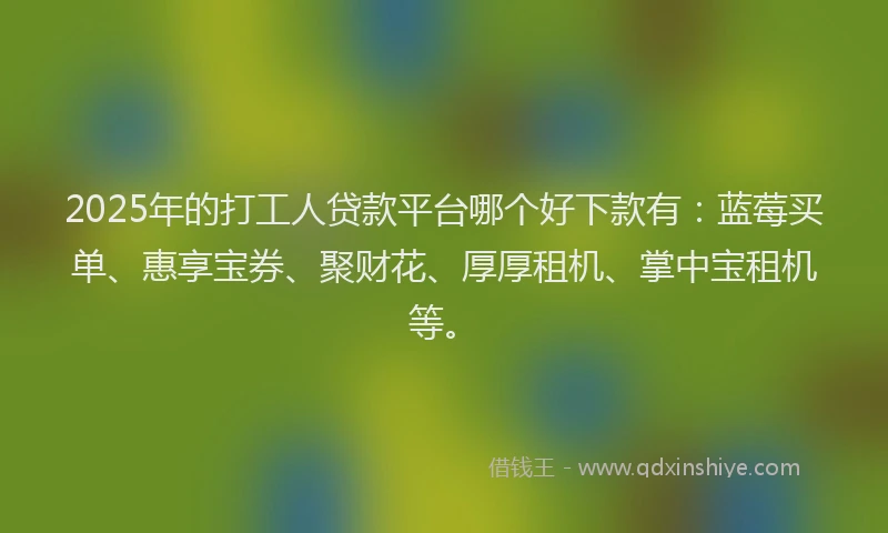 2025年的打工人贷款平台哪个好下款有：蓝莓买单、惠享宝券、聚财花、厚厚租机、掌中宝租机等。