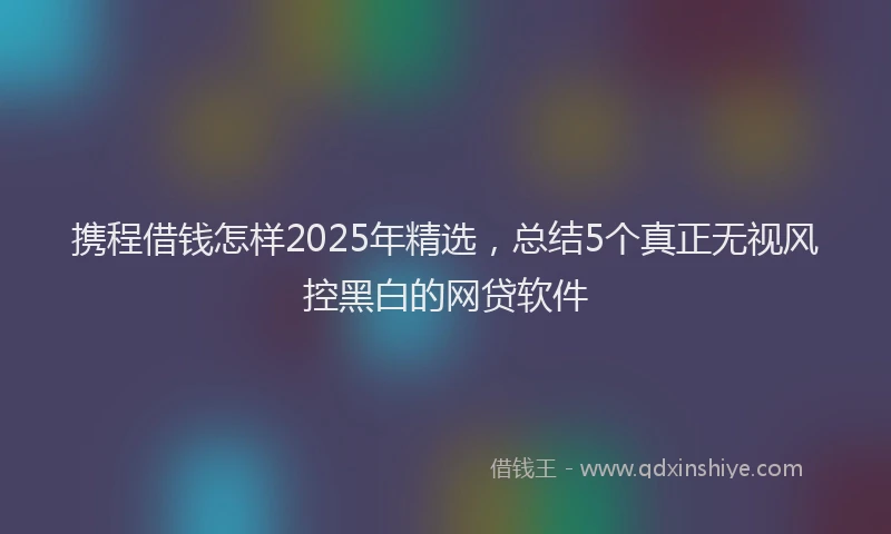 携程借钱怎样2025年精选，总结5个真正无视风控黑白的网贷软件