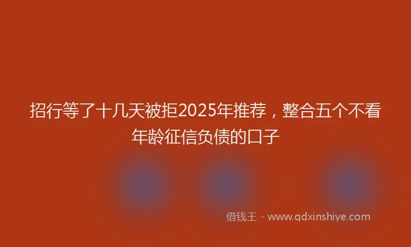 招行等了十几天被拒2025年推荐，整合五个不看年龄征信负债的口子