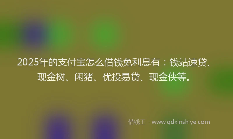 2025年的支付宝怎么借钱免利息有：钱站速贷、现金树、闲猪、优投易贷、现金侠等。