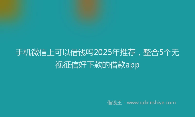 手机微信上可以借钱吗2025年推荐，整合5个无视征信好下款的借款app