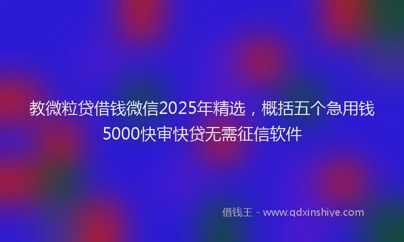 教微粒贷借钱微信2025年精选，概括五个急用钱5000快审快贷无需征信软件