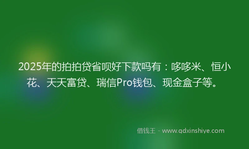 2025年的拍拍贷省呗好下款吗有：哆哆米、恒小花、天天富贷、瑞信Pro钱包、现金盒子等。