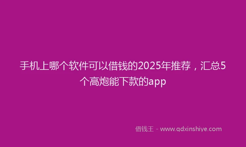手机上哪个软件可以借钱的2025年推荐，汇总5个高炮能下款的app