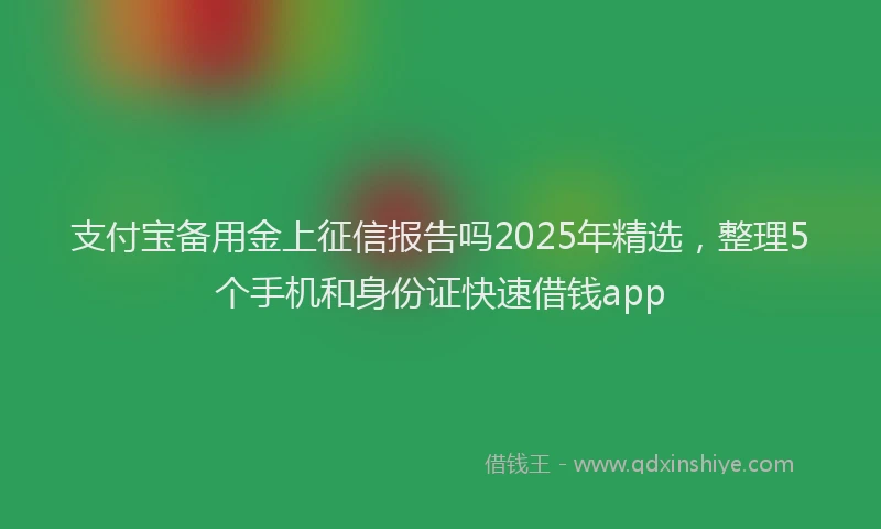 支付宝备用金上征信报告吗2025年精选，整理5个手机和身份证快速借钱app