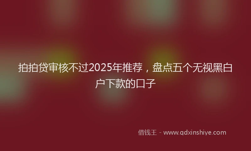 拍拍贷审核不过2025年推荐，盘点五个无视黑白户下款的口子