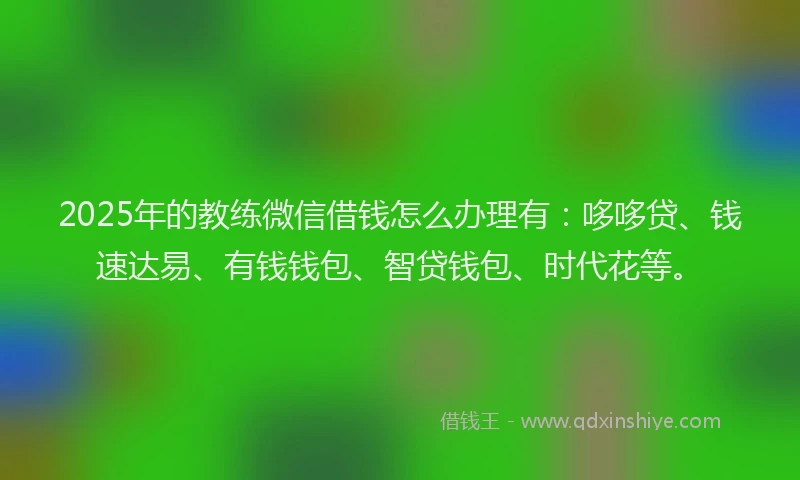 2025年的教练微信借钱怎么办理有：哆哆贷、钱速达易、有钱钱包、智贷钱包、时代花等。