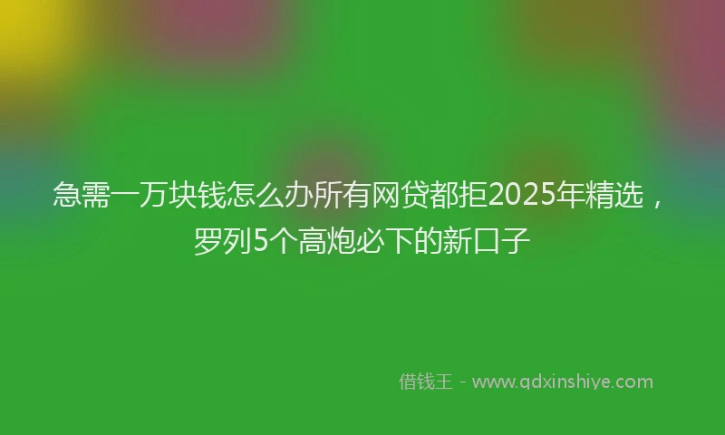 急需一万块钱怎么办所有网贷都拒2025年精选，罗列5个高炮必下的新口子