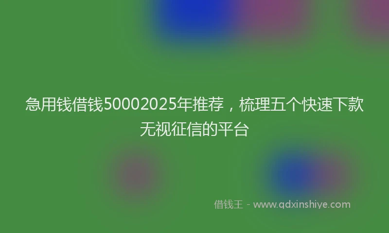 急用钱借钱50002025年推荐，梳理五个快速下款无视征信的平台