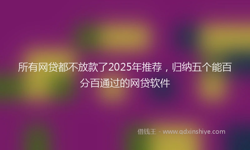 所有网贷都不放款了2025年推荐，归纳五个能百分百通过的网贷软件