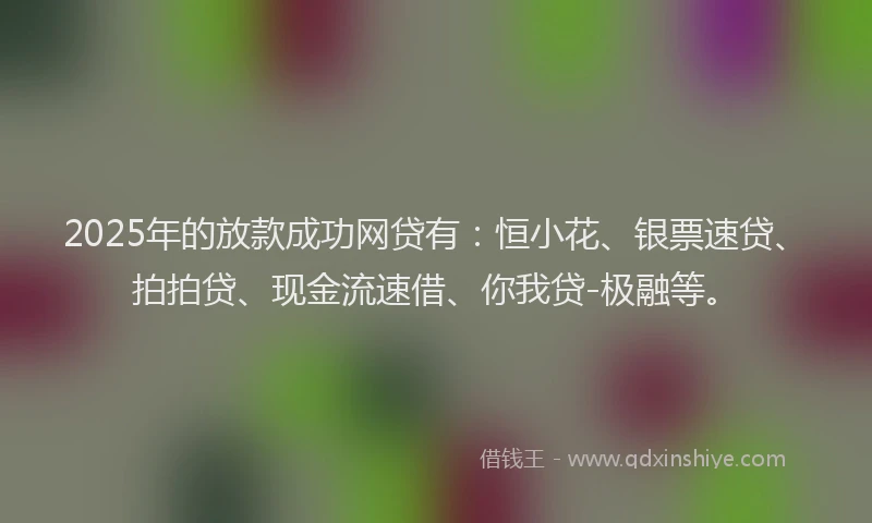 2025年的放款成功网贷有：恒小花、银票速贷、拍拍贷、现金流速借、你我贷-极融等。